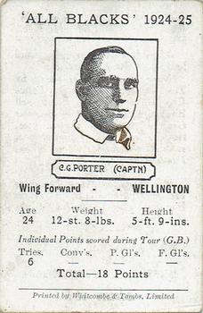 1924 Whitcombe & Tombs Ltd All Blacks #NNO Cliff Porter Front